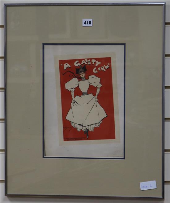 Dudley Hardy, colour advertisement print, A Gaiety Girl, overall 36 x 25cm